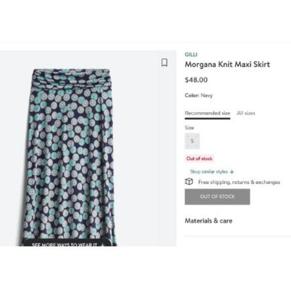 Gilli Morgana Knit Maxi Skirt, Size Small, Blue print - Picture 4 of 5